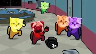(Mini Crew Baby Cats and Dog) Among Us distraction dance animation Cats version