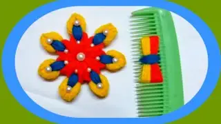 Super Easy Woolen Flower Making Trick Using Hair Comb - Hand Embroidery Amazing Flower Design