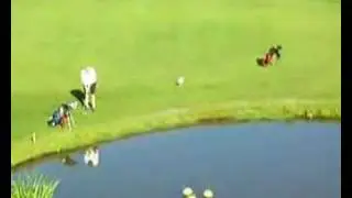 A short video on a water trap golf mishap