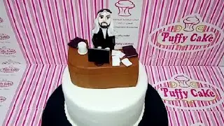 Fondant Man With Office Desk Topper Cake | Junito Cake