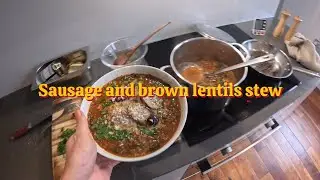 Sausage and brown lentil stew
