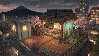 Study In Peace With Soft Rain 🌸 Rooftop Zen Lofi For Concentration and Boost Productivity