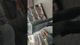Ebony candid French tip in flip flops at store