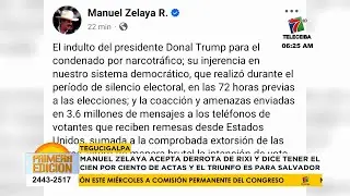 Manuel Zelaya acepta derrota de Rixi Moncada y afirma que en su conteo el ganador es Nasralla