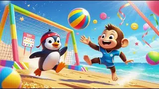 Colorful Penguin Beach Adventure with Funny Animal Friends | Kids Cartoon Story & Fun Scenes ❤️