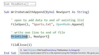 Write (save) data to a text file with VB .NET functions