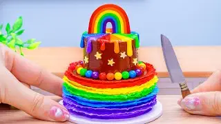 How To Make Mini 2-tier Rainbow Chocolate Cake 🌈 Sweet Dessert Homemade by MiniCake Wonders