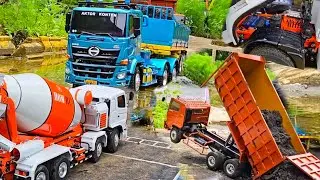 AKSI KE 81 ‼️ Pembangunan Area Tambang Rc Truk Trailer Vs Tronton Angkut Pasir Selip di Kubangan Air