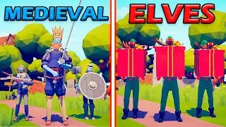 MEGA MEDIEVAL TEAM vs PRESENT ELF TEAM - Totally Accurate Battle Simulator | TABS