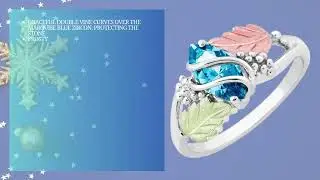 💙Black Hills Gold Sterling Silver Marquise Synthetic Blue Zircon December Birthstone Wrap Ring💙