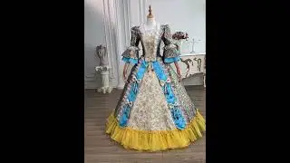 Vintage Blue Floral Historical Victorian Dress Masquerade Ball Gown #historicaldress #promdress