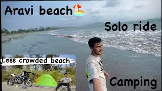 Aravi beach solo ride , moto vlog on ns200 , beach side camping , less crowded beach in Kokan