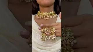Real Gold Finish Floral Pearl Drops Punjabi Traditional Necklace Set Earrings Mangtikka