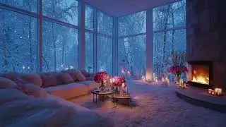 Dreamy Winter Night in a Luxury Glass Cabin 🌹 Soft Piano, Fireplace & Candles for Deep Sleep