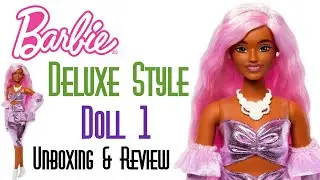 🎀 BARBIE DELUXE STYLE DOLL 1 CURVY IN GLOSSY PINK BARBIECORE DRESS 👑 ECW 🌎 UNBOXING & REVIEW
