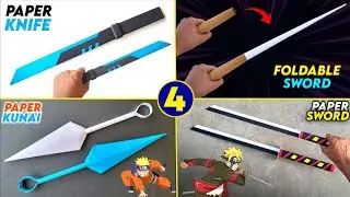 4 New paper sword , how to make paper knife , paper kunai , Ninja paper knife