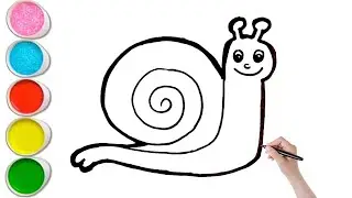 How to Draw A Cute Snail  Drawing, colouring and painting For kids.