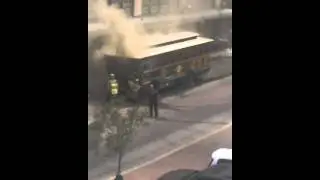 San Antonio Trolley on Fire.