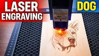 Dog Design Engraved in Wood / Laser Engraving Art