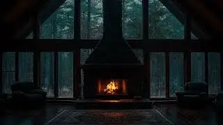 Rain Falling Around a Cozy Glass Room 🌧️🔥 Fireplace Sounds for Deep Sleep & Total Relaxation