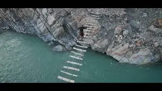 Traversing the Bridge in Passu Baltistan