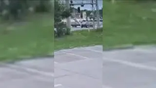 Car got hit by a train while trying to cross the railroad crossings in Florida gone wrong. *FUNNY*