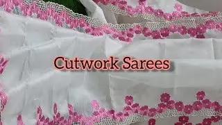 Cutwork in Silky Kota ,Linen and Kerala Cotton Sarees with blouse +971502324695