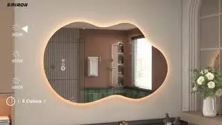 SMIROR Asymmetrical Backlit Bathroom Mirror with Lights 24 x 36, Irregular Cloud Led Lighted
