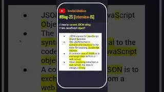 👍❤️[Blog:25-Interview-JS] How to convert JSON string into JavaScript object ? #javascripttutorial