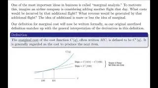 Business Calculus - Marginal Cost and Revenue
