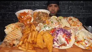 (ASMR) TACOS, FISH & CHIPS, POUTINE, BURRITO, PIEROGIES MUKBANG