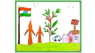 Evergreen India Drawing// Evergreen India Poster Drawing//India 2030 Drawing Easy Steps