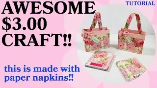 OH YEAH!! luxury paper crafting (made with PAPER NAPKINS)! Gift bag and two journals for under $3.00