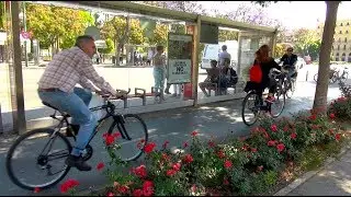 How Seville Handles Where Bus Stops & Protected Bike Lanes Meet