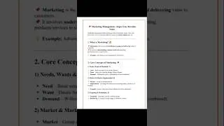 Marketing Management Revision Notes #shorts #youtubeshorts #shortsvideo