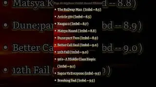 Top 10 Highest IMDb Rated Movies 2024| Best Bollywood , Hollywood, South Indian Movies 2024 #movie