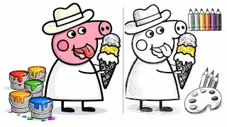 Peppa Pig Eating Ice Cream Drawing | Easy Step-by-Step Kids Art Drawing Tutorial