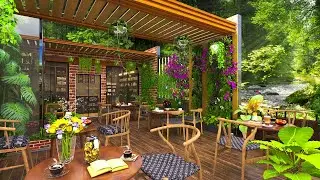 Streamside Cafe In Spring Space - Nature Sound, Running Water With Birds Singing Relax To Rest