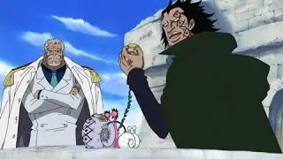 Akainu discovers that Garp was saved by Luffy and Dragon - One Piece