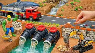 DIY Mini Brick & Concrete Bridge with 3 Water Valves for Heavy Trucks After the Storm | DIY Tractor