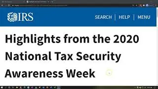 IRS News - Highlights from the 2020 National Tax Security Awareness Week