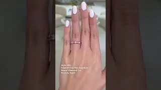 Cushion cut pink sapphire round cut diamond eternity band