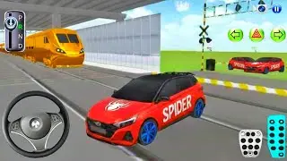 New Spiderman Car Stuck in Train Golden - 3D Driving Class 2026 - Best iOS Android Gameplay
