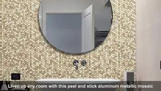 Metal Mini Hexagon Stick on Mosaic Tiles Stickers for Kitchen Splashback Self Adhesive Wall