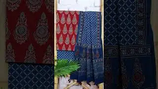 Ajrakh Triple Block Print Cotton Suit, Ajrakh Unstitch suit, ajrakh dress material, COD Available