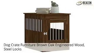 Dog Crate Furniture Brown Oak Engineered Wood Steel Locks