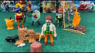 PLAYMOBIL Lumberjack,  Accurate Archer, and Primitive Archer in the Forest