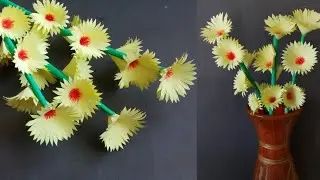 Easy and Beautiful Flower Making with Paper//DIY Paper Stick Flower Making Tutorial//Paper Flower