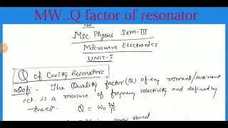 Q. factor of cavity resonator