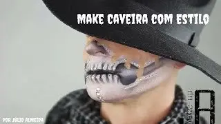 Como fazer um MAKE de CAVEIRA no HALLOWEEN RÁPIDO, com ESTILO | Maquiagem de CAVEIRA MEXICANA FÁCIL!